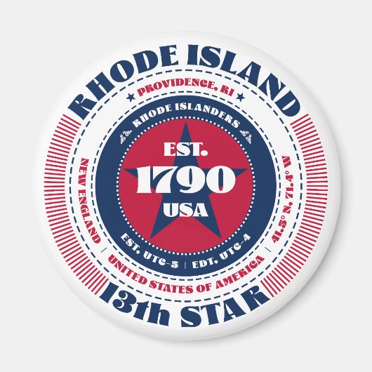 Rhode Island Circle Typographie Souvenir Magnet (Devant)