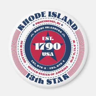 Rhode Island Cirkel Typografie Souvenir Magneet