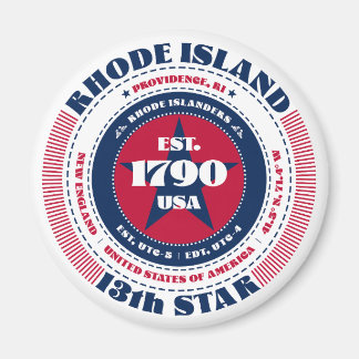 Rhode Island Cirkel Typografie Souvenir Magneet