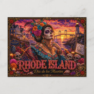 Rhode Island Día de los Muertos Retro Briefkaart
