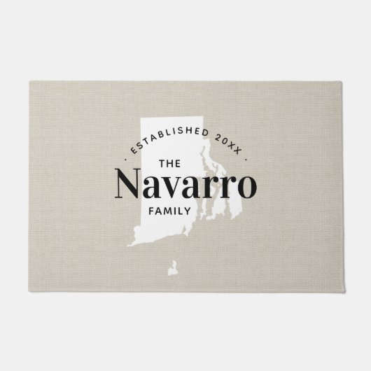 Rhode Island Familie Monogram Staat Doormat Deurmat (Voorkant)