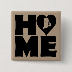 Rhode Island Home Heart State Button Badge Pin