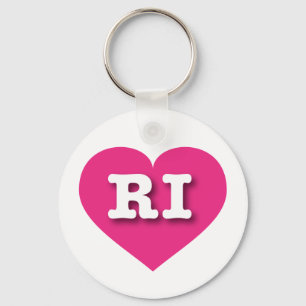 Rhode Island Hot Pink Heart - Ik hou van RI Sleutelhanger