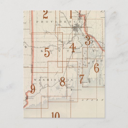 Rhode Island-index map Briefkaart (Voorkant)