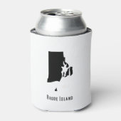 Rhode Island Map - Black en White Modern Blikjeskoeler (Blikje Voorkant)