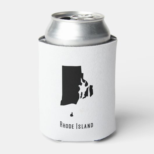 Rhode Island Map - Black en White Modern Blikjeskoeler (Blikje Voorkant)