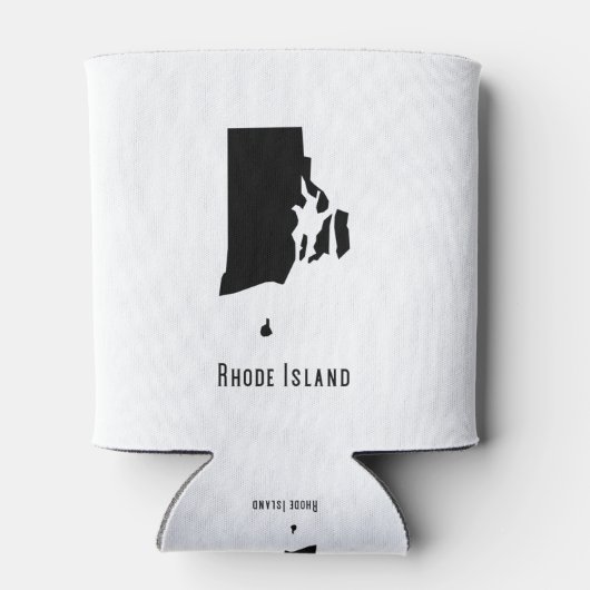 Rhode Island Map - Black en White Modern Blikjeskoeler (Achterkant)