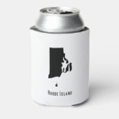 Rhode Island Map - Black en White Modern Blikjeskoeler (Blikje Achterkant)