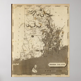 Rhode Island Map door Arrowsmith Poster