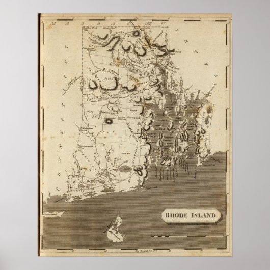 Rhode Island Map door Arrowsmith Poster (Voorkant)
