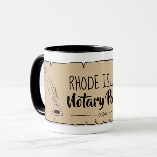 Rhode Island Noteerbare Public Scroll Feather Quil Mok (Voorkant links)