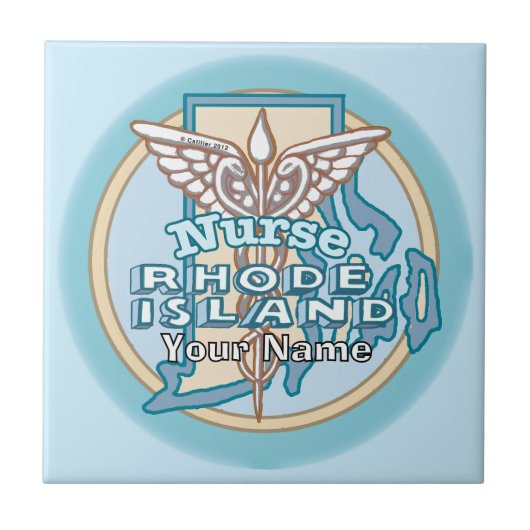 Rhode Island Nurse Caduceus Tile Tegeltje (Voorkant)