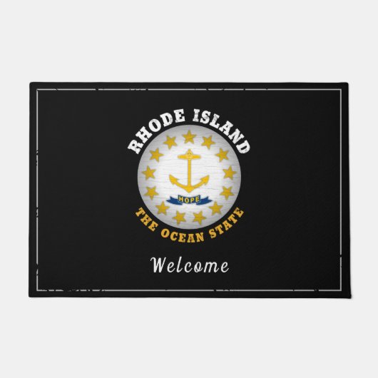 RHODE ISLAND OCEAN STATE FLAG DEURMAT (Voorkant)