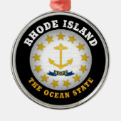 RHODE ISLAND OCEAN STATE FLAG METALEN ORNAMENT (Voorkant)