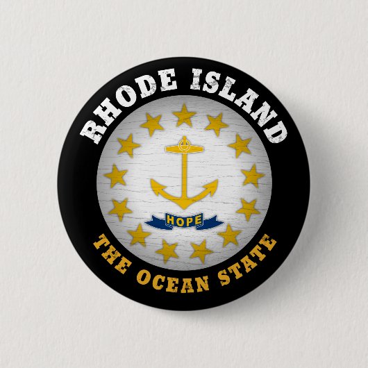 RHODE ISLAND OCEAN STATE FLAG RONDE BUTTON 5,7 CM (Voorkant)