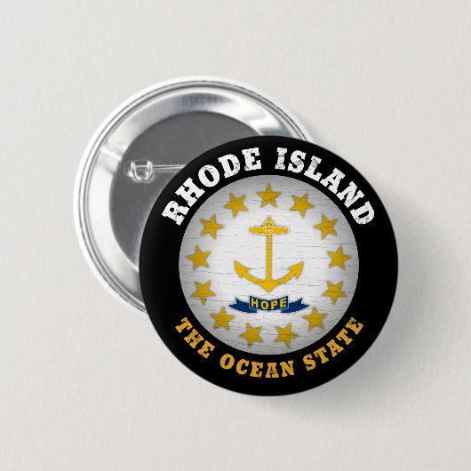 RHODE ISLAND OCEAN STATE FLAG RONDE BUTTON 5,7 CM (Voorkant /achterkant)