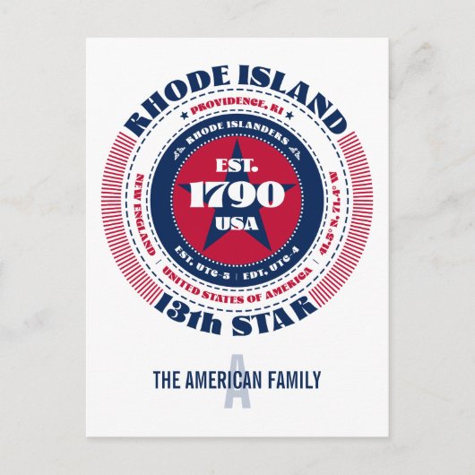 Rhode Island, Providence, RI, Patriottisch, Monogr Briefkaart (Voorkant)