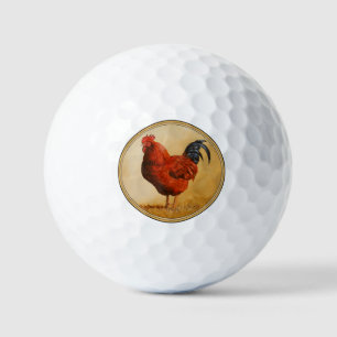 Rhode Island Red Rooster Chicken Golf Balls Golfballen