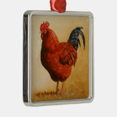 Rhode Island Red Rooster Chicken Metalen Ornament (Rechts)