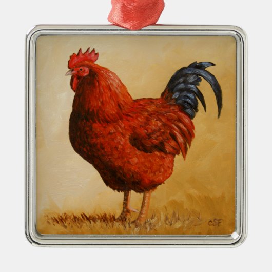 Rhode Island Red Rooster Chicken Metalen Ornament (Voorkant)