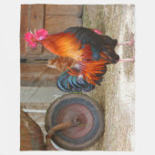 Rhode Island Red Rooster Crowing in Barnyard Fleece Deken (Voorkant)