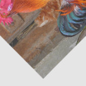 Rhode Island Red Rooster Crowing in Barnyard Tissuepapier (Detail)