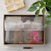 Rhode Island Red Rooster Crowing in Barnyard Tissuepapier (Geschenk)