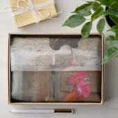 Rhode Island Red Rooster Crowing in Barnyard Tissuepapier (Geschenk)