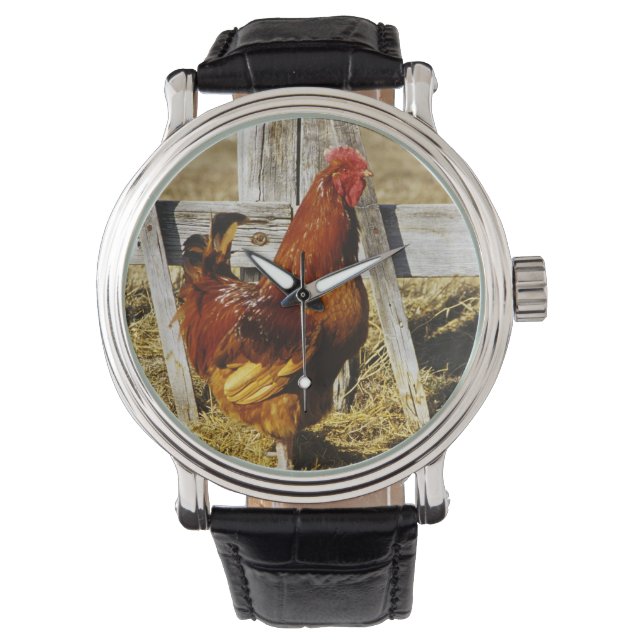 Rhode Island Red Rooster Horloge (Voorkant)
