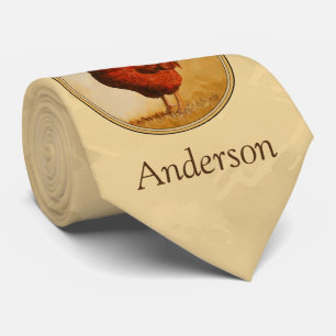 Rhode Island Red Rooster Yellow Background Stropdas