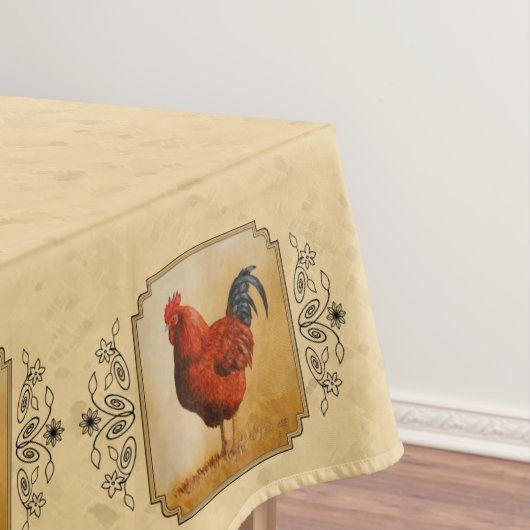 Rhode Island Red Rooster Yellow Background Tafelkleed (Voorbeeld)