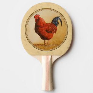 Rhode Island Red Rooster Yellow Background Tafeltennisbatje