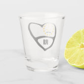 Rhode Island, RI State Flag in Heart Shot Glass Shot Glas (Achterkant)