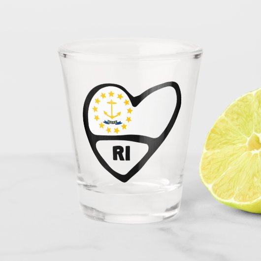 Rhode Island, RI State Flag in Heart Shot Glass Shot Glas (Voorkant)