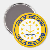 Rhode Island Round Emblem Magneet (Voorkant / Achterkant)
