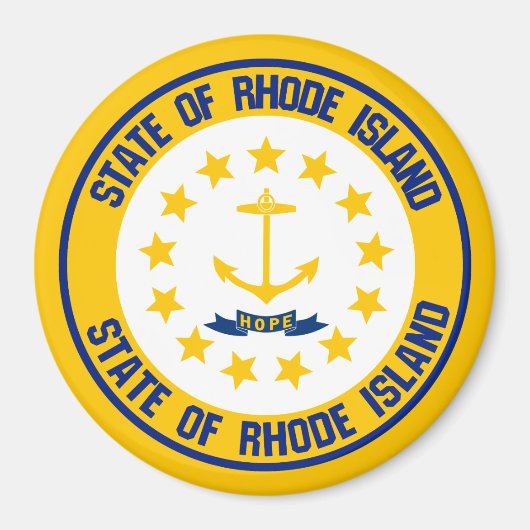 Rhode Island Round Emblem Magneet (Voorkant)