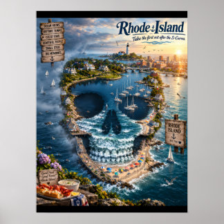 Rhode Island Schedel Kunstprint | State of Mind Poster