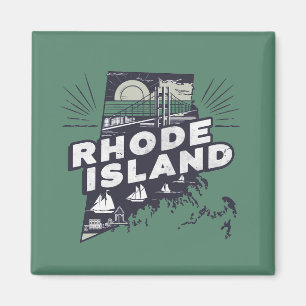 Rhode Island Schilderachtige Retro Silhouette Magneet