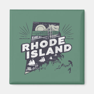 Rhode Island Schilderachtige Retro Silhouette  Magneet