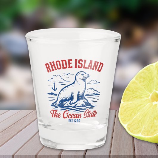 Rhode Island Seal Illustration for Tourists Shot Glas
