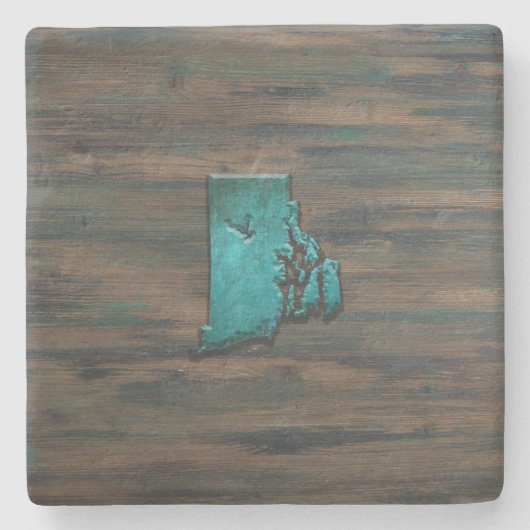 Rhode Island Shape Blauwgroen Stenen Onderzetter (Voorkant)