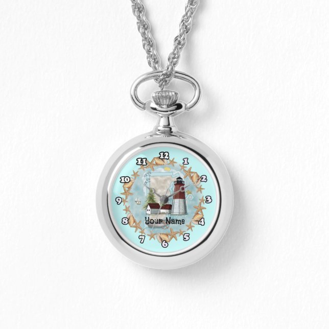 Rhode Island Shell Vuurtoren  Horloge (Voorkant)