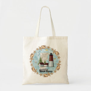 Rhode Island Shells Lighthouse Tote Bag