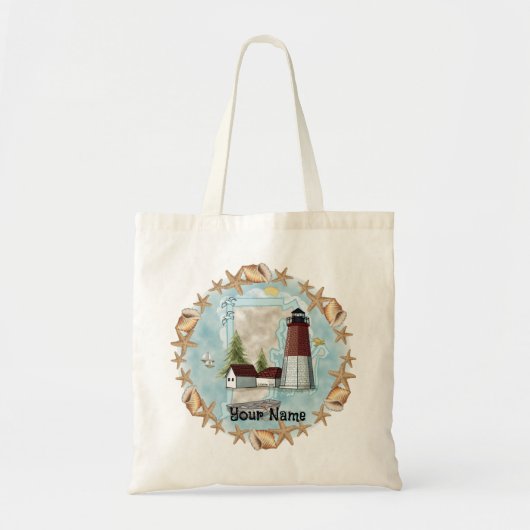 Rhode Island Shells Lighthouse Tote Bag (Voorkant)