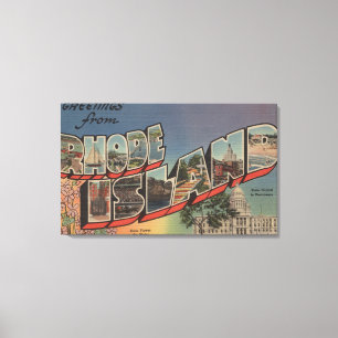Rhode Island (State Capital/Flower) Canvas Afdruk