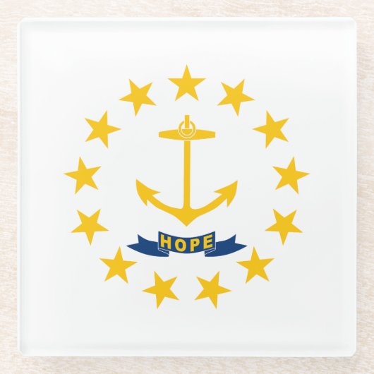 Rhode Island State Flag Glazen Onderzetter (Voorkant)