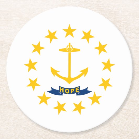 Rhode Island State Flag Ronde Kartonnen Onderzetter (Voorkant)