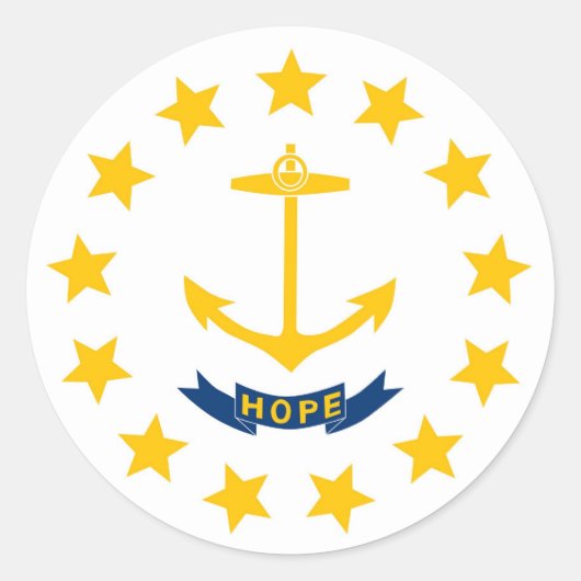 Rhode Island State Flag Ronde Sticker (Voorkant)