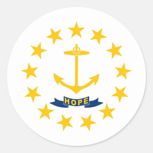 Rhode Island State Flag Ronde Sticker (Voorkant)