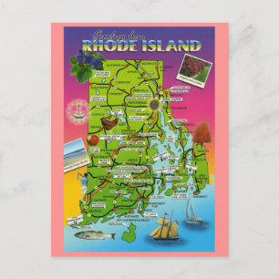 Rhode Island State Map Briefkaart